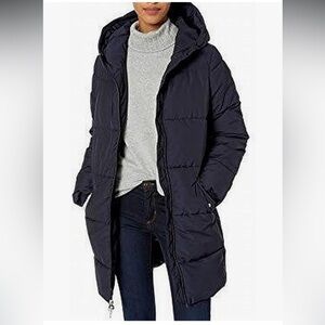 Daily Ritual Women's Long Water-Resistant Primaloft Puffer Jacket in navy